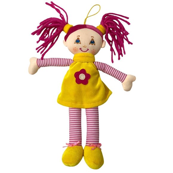 Vintage 90s Fickled Felicity Cloth Doll Girl Pink Hair Blue Eyes Smiling Face - Picture 2 of 6